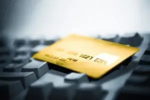 credit card laying on a keyboard